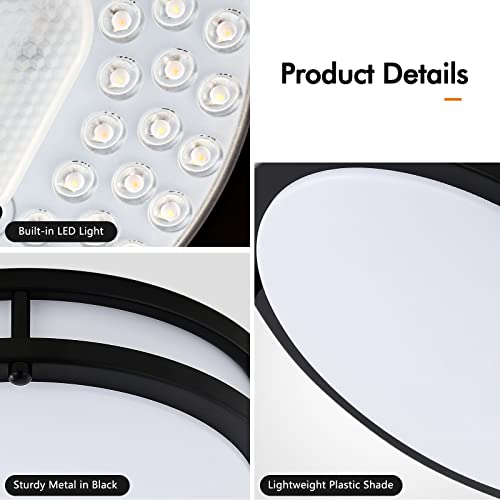 2-Pack 10Inch 30W LED Flush Mount Ceiling Light Fixtures Black, Ultra Bright 3200LM Dimmable Ceiling Lights, 5CCT 2700K 3000K 4000K 5000K 6500K, Ceiling Lamps for Kitchen Hallway Bedroom Bathroom - Image 6