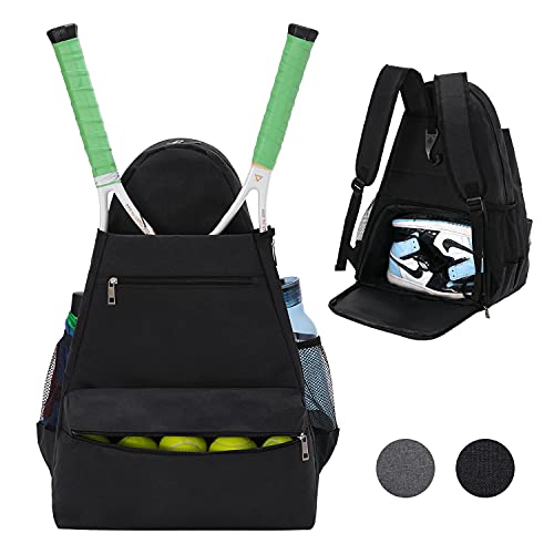 Outdoor Tennis Bag Tennis Backpack for Women and Men, KGMCARE Racket Bags with Shoes Compartment - Holds 2-3 Racket, Sport Bag Fits Tennis Racket, Pickleball Paddles, Badminton Racquet, Squash Racquet and Other Accessories (Black)