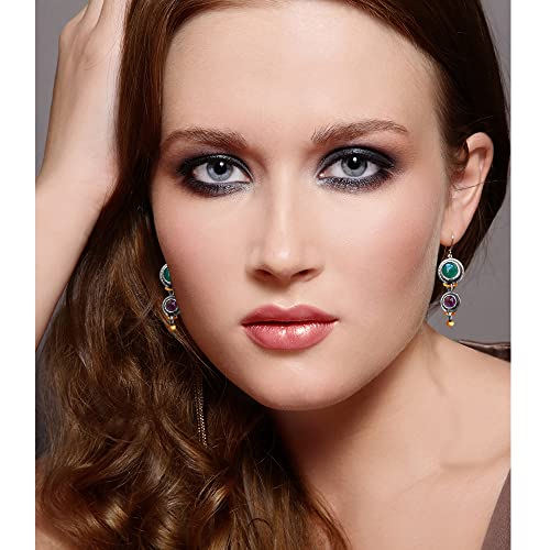 Hefanny 12 Pairs Teardrop Druse Crystal Drop Dangle Earrings for Women Cubic Zirconia Huggie Hoop Earring Jewelry Set Christmas Gifts