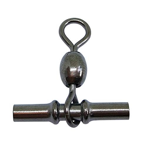 Unclesport 50pcs 3 Way Fishing Swivels Cross line T Shape Crimp Swivels Snap Saltwater Bass Fishing Tackle 1/0#-0.98
