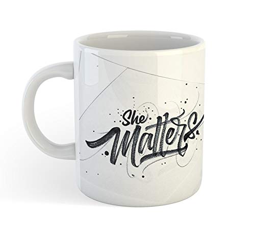 TrendHub She Matters Printed Coffee Mug| Ceramic Tea Cup| Gift for Lovers|Couple| Microwave and Dishwasher Safe