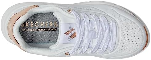 Skechers Girls UNO GEN1-SHIMMER Away Sneaker, White, 2.5 Little Kid | Image 1