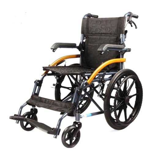 Foldable Wheelchair Lightweight 14 KG Folding Self Propelled Wheelchair Mobility Chair Foldable Footrest Four Breaks Flip Up Armrest
