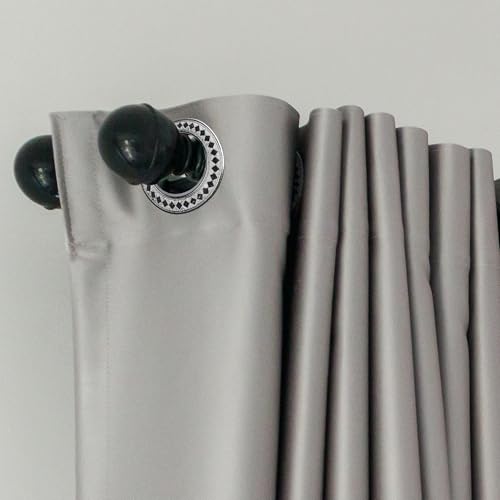 Image of FAPBADRI Curtain Eyelet Rings with Flexi Lock, Suitable for Any 1 inch Curtain Rod - Color - Silver Diamond - 50 Pieces