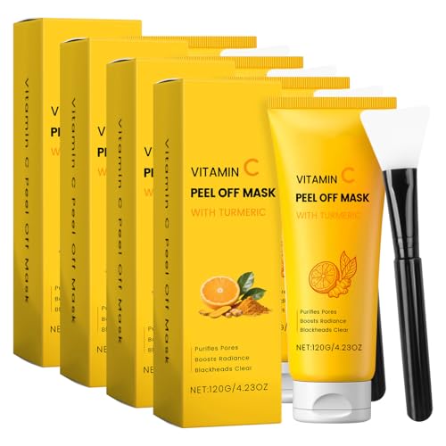 Mascarilla exfoliante de vitamina C con cúrcuma, máscara de cúrcuma, envoltura nocturna, limpieza suave, hidratante, nutritiva (4)