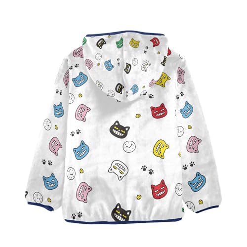 Cat and Clock Girls Fleece Jacket Girls Fall Jacket Girls Zip Up Hoodie Girls Sherpa Jacket 2-10T2