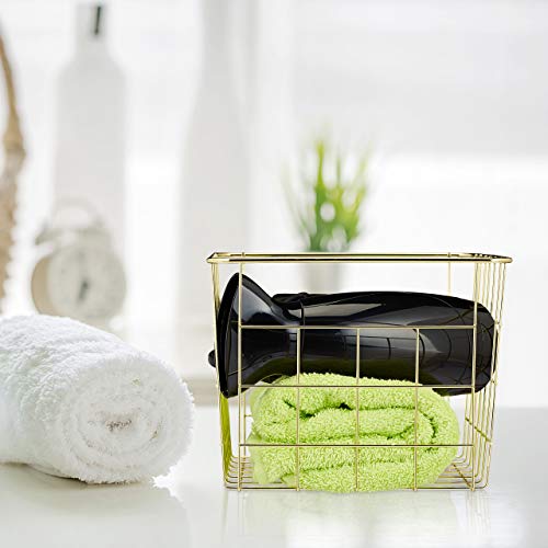 Relaxdays Drahtkorb 3er Set, rechteckig, Gitterkorb zur Aufbewahrung, HBT: 15,5 x 28 x 20 cm, Deko Metallkorb, gold