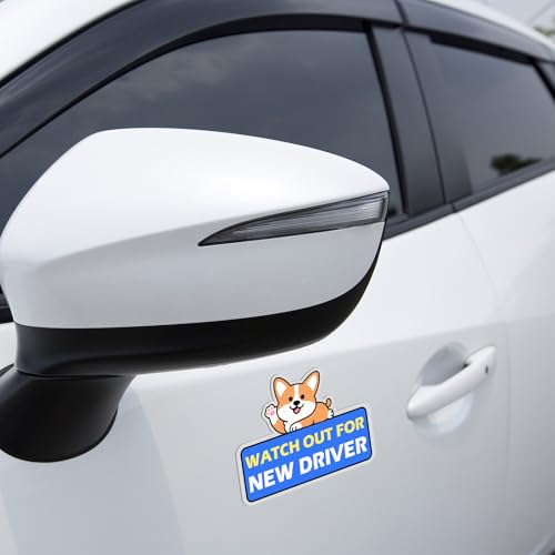 Image of 6Pcs Beginner Magnetic Car Stickers, Beginner Magnet Supplies for Car Student Driver Sign, Lovely New Driver Sticker Supplies Suitable for Keeping a Safe Distance on The Road