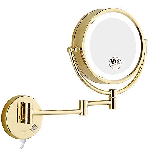 Espejo de Maquillaje GURUN con Luz LED y Aumento 10X