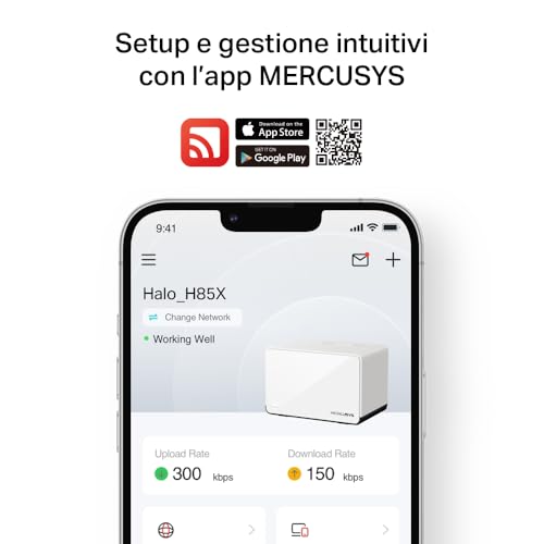Mercusys TP-Link Halo H85X Mesh Wi-Fi 6 AX3000Mbps Dual-Band, 2.5G Porta WAN/LAN, 2 Porte WAN/LAN Gigabit, Coperti fino a 650m2, MU-MIMO, WPA3, Controllo da APP, 3pz - Powerline - Immagine 6