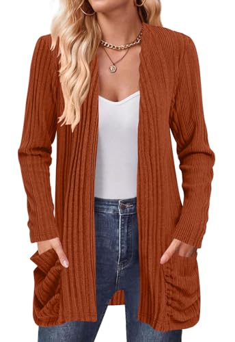 Women's Cardigan Lightweight Long Sleeve Open Front Cardigans with Pockets