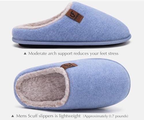 Image of COFACE Mens Cozy Memory Foam Scuff Slippers Casual Slip On Warm House Shoes Indoor /Outdoor Sandal Slippers With Arch Support Rubber Sole Size 7-15