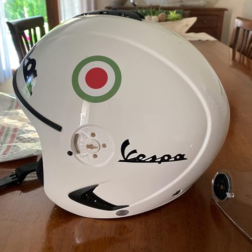 Aufkleber für Helmkit, Helm Aufkleber mit Italien Streifen, Vinyl glänzend selbstklebend wasserdicht Aufkleber mit Kreis Checkered Flag, Aufkleber-Set für Motorrad Helm Motorradhelm, Schwarz