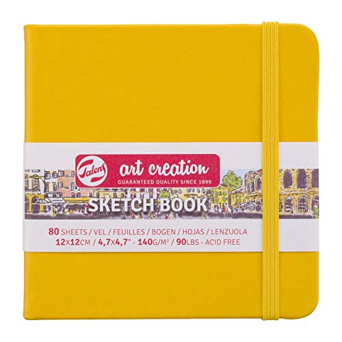 Cuaderno de bocetos Royal Talens Art Creation de tapa dura, 80 hojas, 140 g/m², 12 x 12 cm, cubierta amarilla dorada