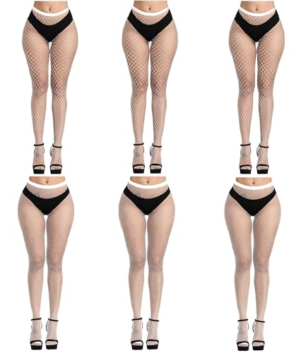 6 Pairs Women 2 Style Grid Fishnet Stockings Tights,High Waist Stockings Tights Pantyhose2