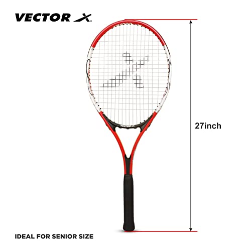 Image of Vector X VXT-520 Adult Recreational Tennis Rackets, Super Lightweight Tennis Racquets for Student,Training,Tennis and Beginners, Outdoor Games (27 inch, 3 /4 Cover),White /Red I