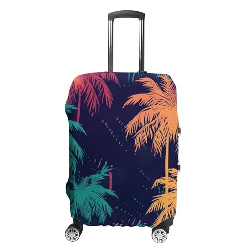 Travel Luggage Cover Suitcase Cover Suitcase Protector Colorful Palm Trees Luggage Covers Washable Baggage Cover Elastic Anti-Scratch Suitcase Case Protector for Adult Personalized Suitcase Covers