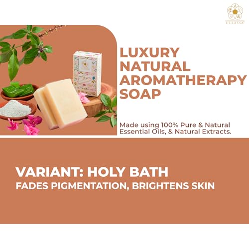 Image of Skin Brightening Aromatherapy Soap | Rice Extract & Zeolite Clay with Basil & Geranium | For Pigmentation, Dark Spots & Acne | Natural Handmade Bathing Bar | SLS & Paraben Free (Pack of 1)