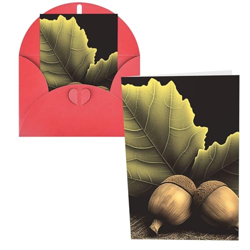 QMNSEHF 2つのドングリグリーティングカード 封筒付き Thank YouCard Happy Birthdayカード 女性用 男性用 クリスマス ハロウィン 結婚式 空白 ノートカード あらゆる機会 グリーティングカード 4x6