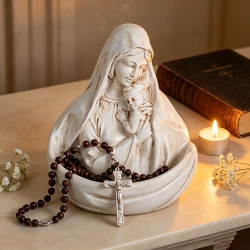 Image of KOMI Madonna&Jesus Resin Holy Water Font for Home Altar Wall Hanging Decor Catholic Gifts