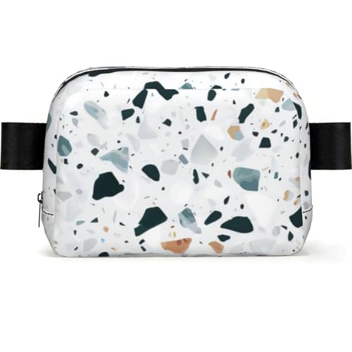Sac banane carré terrazzo blanc au motif imprimé géométrique unique