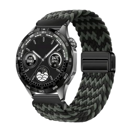 Bracelet en Nylon 22mm Noir Vert pour Montre Huawei GT4 et Samsung Gear S3