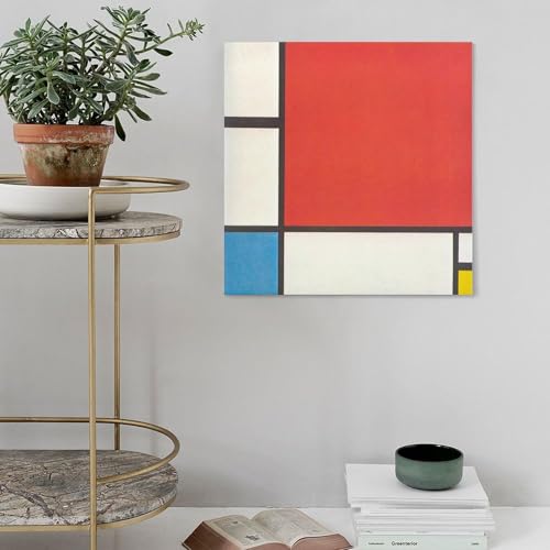 Toile Piet Mondrian rouge bleu jaune pour réveiller un mur blanc avec style 40x40 - 4