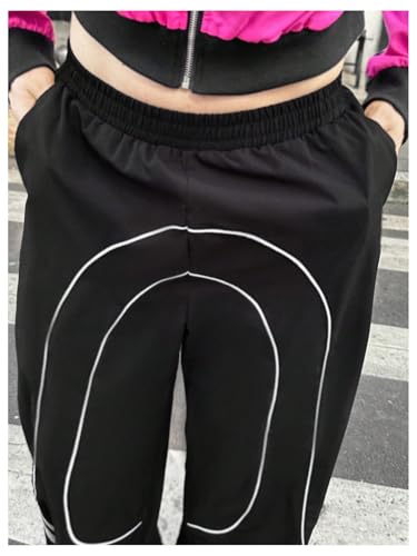 OYOANGLE Men's Striped Print Elastic Waist Straight Leg Pants Trendy Track Pants with Pocket Streetwear4