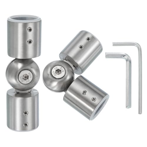 PATIKIL Window Corner Curtain Rod Connector, 2 Pcs Adjustable Curtain Rod Corner Connector Hinged Elbow Connector with Screwdriver for 1 Inch Bay Window Curtain Rod, Silver