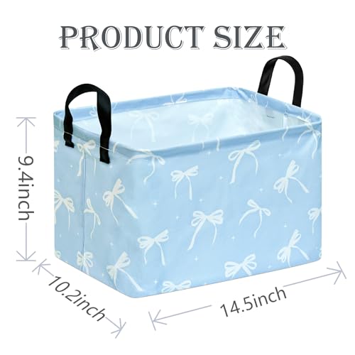 Image of Kids Storage Basket, Blue Bowknot Laundry Hamper