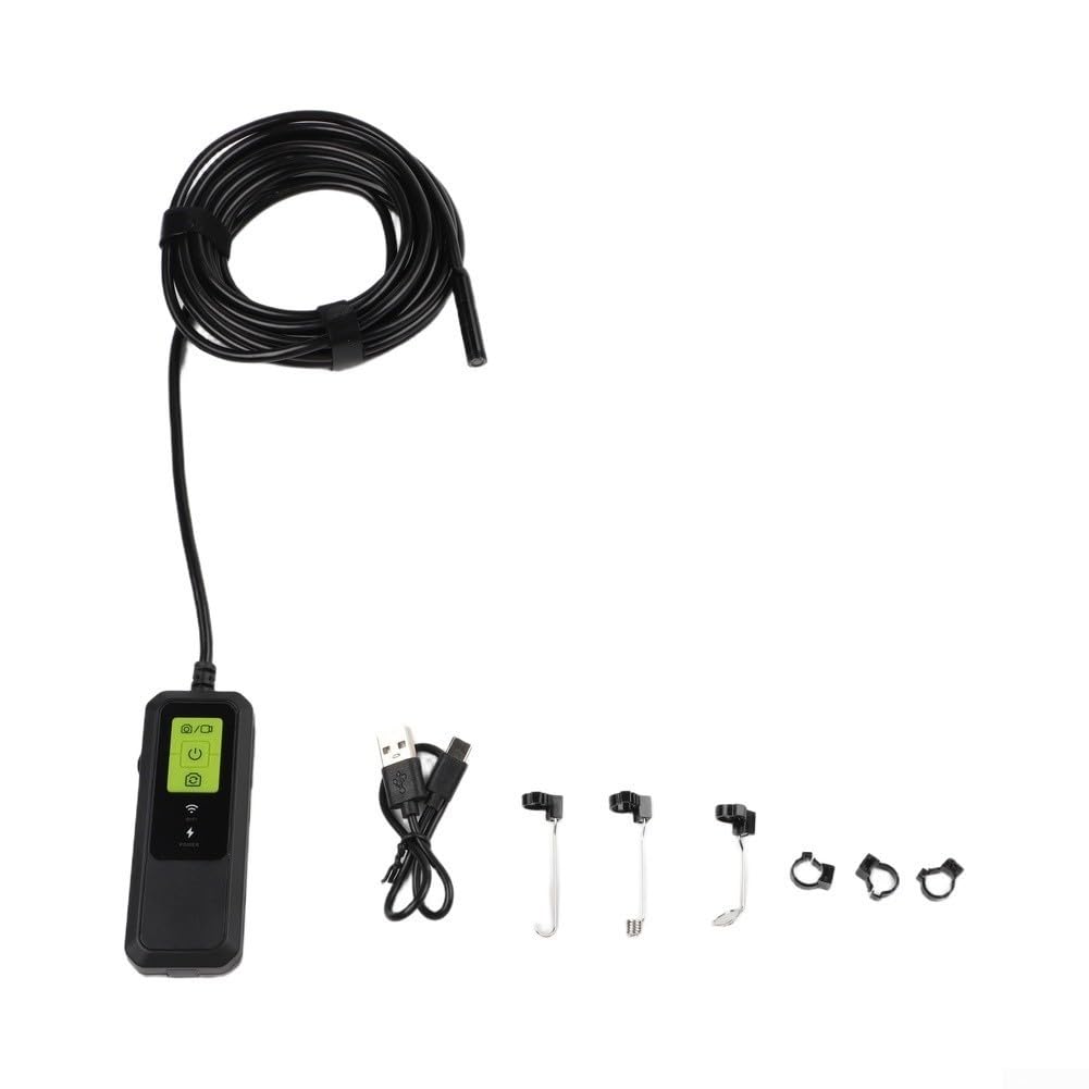 8 mm Dual-Objektiv-Inspektionskamera, WLAN, kabellos, Endoskop, 2 MP, HD, Schlangenfernrohr mit Licht für Abflussrohr, Automotor, Wandvermessung (5 m)