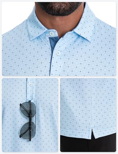 Men's Golf Polo Shirts Short Sleeve Dry Fit Performance Moisture Wicking Print Collared Golf Shirts for Men4