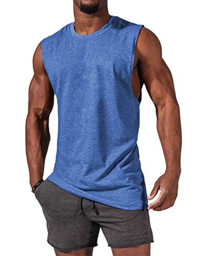 Tank Top Herren, Ärmelloses Muskelshirts Gym Sport Unterhemd Männer T Shirt Herren Fitness Trägershirts Tee Top für Men Blau XL