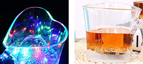 2 Bicchieri LED A Forma Di Cuore Gwill, Lampeggianti Multicolore, Con Batterie Incluse, Per Feste, Bar, Regali, Capacità 200 Ml