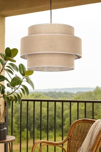Image of AKWAY Jute Hanging Lamp | Boho Ceiling Lamp for Bedroom, Living Room | Natural Jute Pendant Light | Perfect for Living Room, Dining Room or Office Lighting - (12 inch D x 10 inch H) - Dhrish