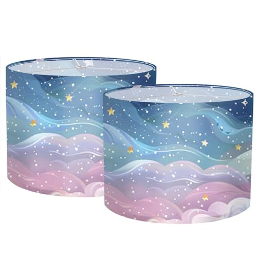 Image of Nuxovilar Lamp Shades Set of 2, 13 inch Top x 13 inch Bottom x 10 inch High (Spider) | Table lamp shades dreamy starry sky design bedroom guest room covers light accessories (Starry)