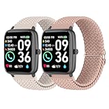 2 Pack Braided Elastic Bands Compatible with Fitpolo IDW13/Woneligo Smart Watch, 22mm Loop Soft Nylon Straps for Toobur IDW13/IDW16/IDW17 Tensky/WNH IDW19 Watch Women Men