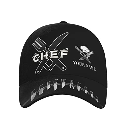 Chef Cap Unisex Baseball Caps Custom Name Text Dad Hat 3D Adjustable Cooking Hats for Men Husband Brother Boyfriend