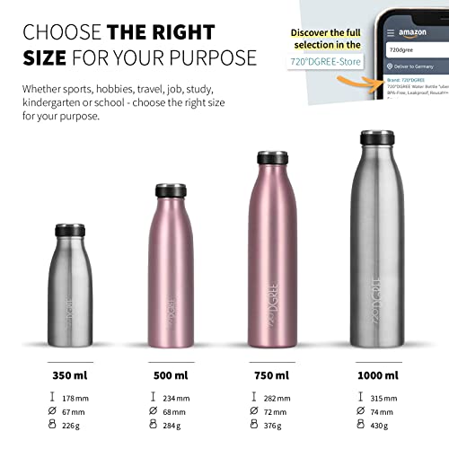 720°DGREE Vaccum Insulated Water Bottle “milkyBottle“, 500 ml, BPA-Free, Leakproof, Thermo Stainless Steel Flask, Kids - Image 3