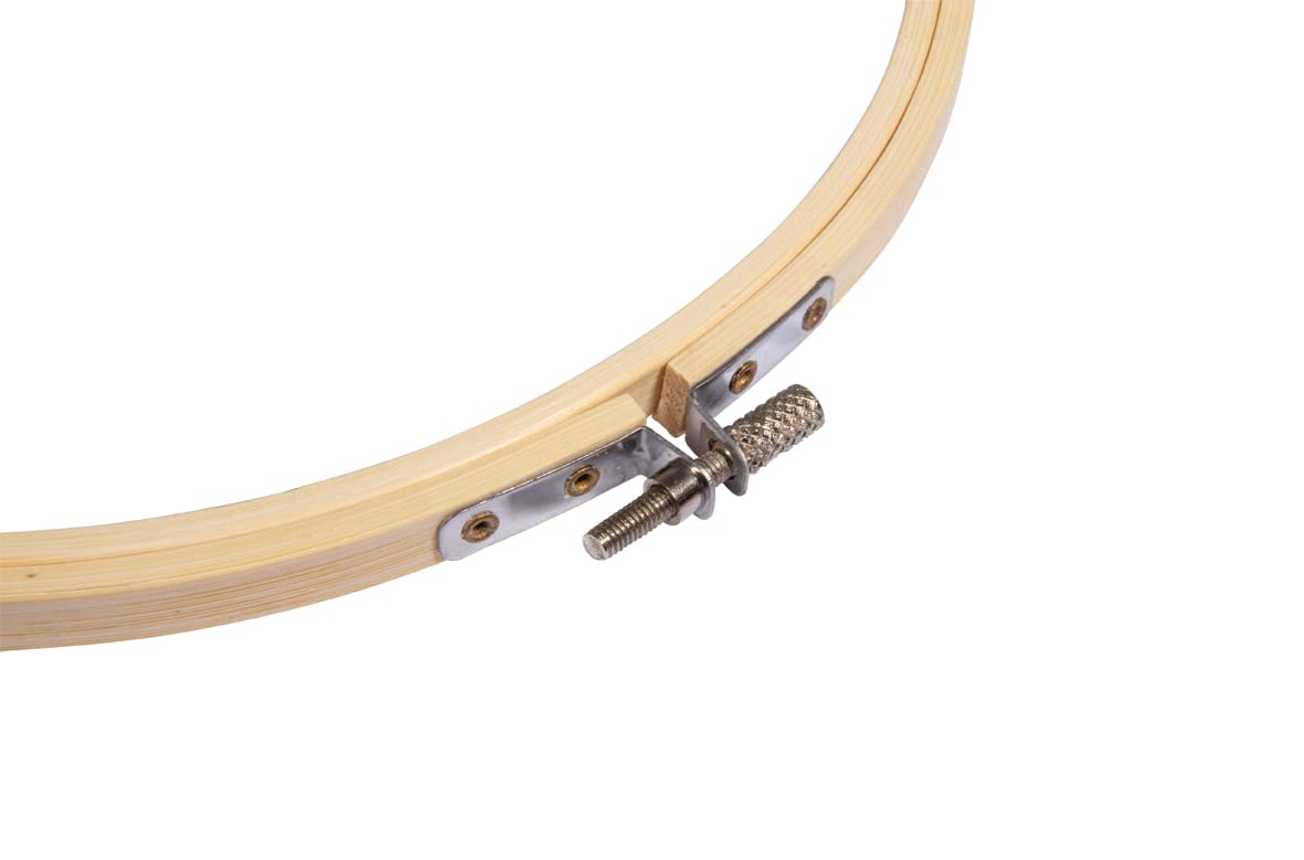 Rayher Round Bamboo Embroidery Hoop, 17cm, Wood, for Hand Embroidery, Cross Stitch, and Needlework Projects