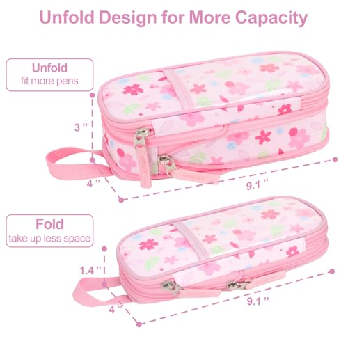 Image of Cute Kids Pencil Case - Girls Pen Pouch Large School Organizer | Pen Bag & Smooth Zipper, Multi-Slot Storage, Mesh Pocket, 900D Water Resistent, Giftable School Supplies, Pink Unicorn