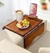 Couch Arm Table Tray with Phone & Tablet Holder – Acacia | Premium Clip-On Sofa Arm Tray for Snacks, Drinks, Remotes, and More – Perfect Sofa Side Table for Living Room Comfort