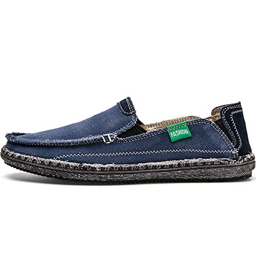 Image of CASMAG Men's Casual Cloth Shoes Canvas Slip on Loafers Vintage Boat Shoes | Breathable material, lightweight, Easy slip on & off, Comfortable, Non-Slip, Fashionable