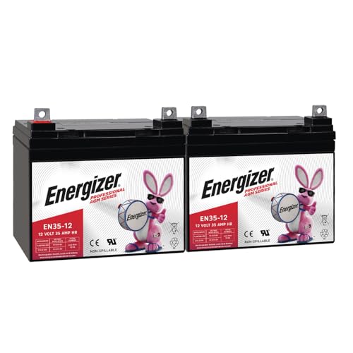 Image of Energizer EN35-12 - 2 PACK - 12 Volt 35 Amp Hr, Long Lasting Sealed Lead Acid AGM Rechargeable Battery Ideal For Use In Wheelchairs, Electric Scooters, Backup Power, and more