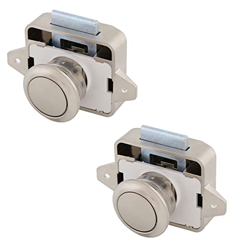 WTpin 2 Pieces Bouton Poussoir Serrure Thetford, Sans clé Serrure de Meuble Fermoir, Fermoir Bouton Poussoir Verrou Armoire, Portes pour placards, camping-cars, yachts