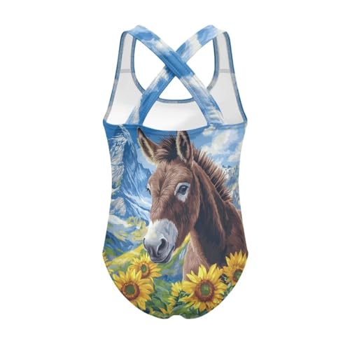 Image of WELLFLYHOM Girls Bathing Suits One Piece 5-14 Kids Full Coverage Swimsuits Cross Back Summer Swimwear for Beach Holiday