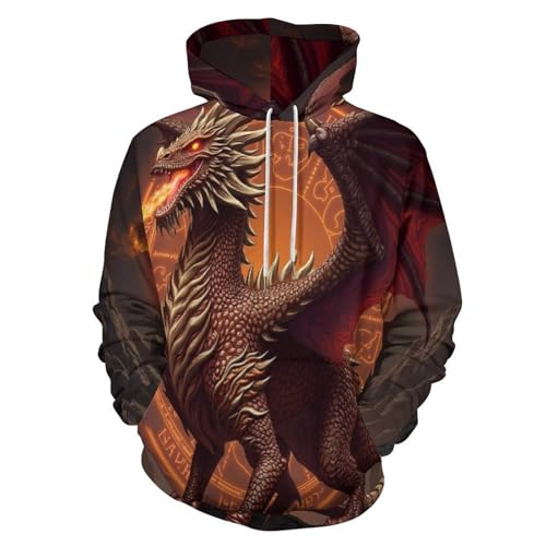 Sweat à capuche dragon rouge pour éviter le froid avec style grâce aux poches et cordon