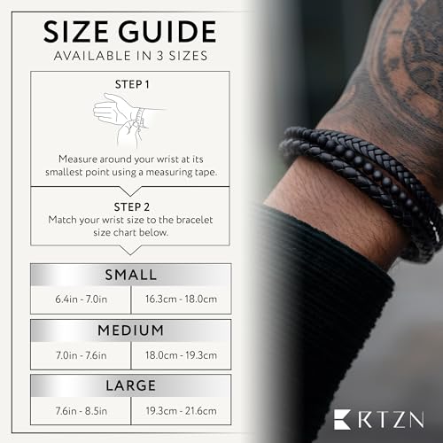 Rtzn ® Multi Strand Bracelet For Men – Premium Artisan Handcrafted Black Onyx Bead And Braided Leather Bracelet thumb #3