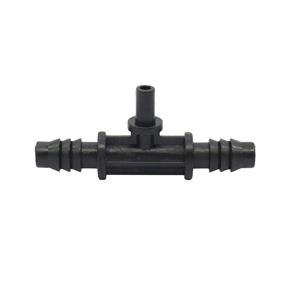 Adaptador de Manguera Doméstica Conectores en T para Boquilla de 6 Mm de Riego de Jardín Casero Accesorios de Boquilla de Niebla de Riego para Manguera de 8/11 Mm 100 Piezas/Negro