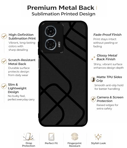 Image of Zig-Zag Black Line Design Premium 2D Printed Metal Back Case Cover for Motorola Moto G34 5G / G45 5G